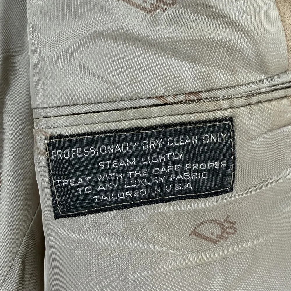 Vintage Christian Dior Sport Coat Blazer‎ Mens 40R Beige Suede USA 80s Jacket